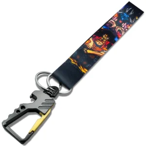 Heavy-Duty Metal Hook Keychain with Fabric Anime Theme & Bottle Opener (Style 4)